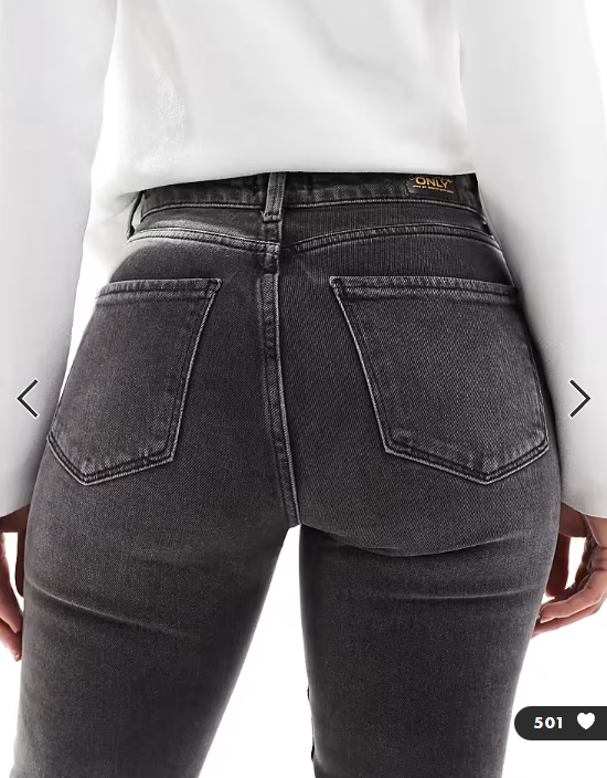ONLY Emily high waisted straight leg jeans in washed grey