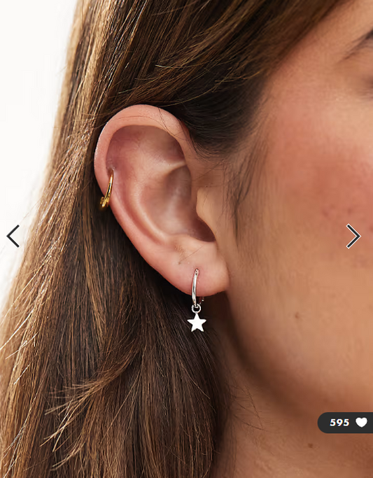 Kingsley Ryan hoop earrings with star charm in sterling silver