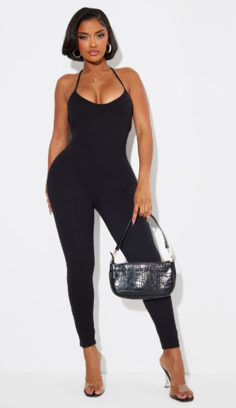 Shape Black Sculpted Halterneck Low Back Jumpsuit