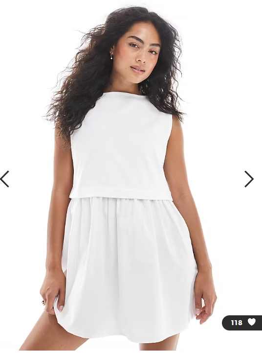 Miss Selfridge cotton poplin smock dress in white