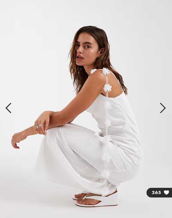 Vero Moda satin cowl neck maxi dress with 3d floral applique trim in white