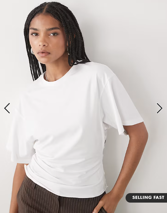 Weekday cinched waist t-shirt in white