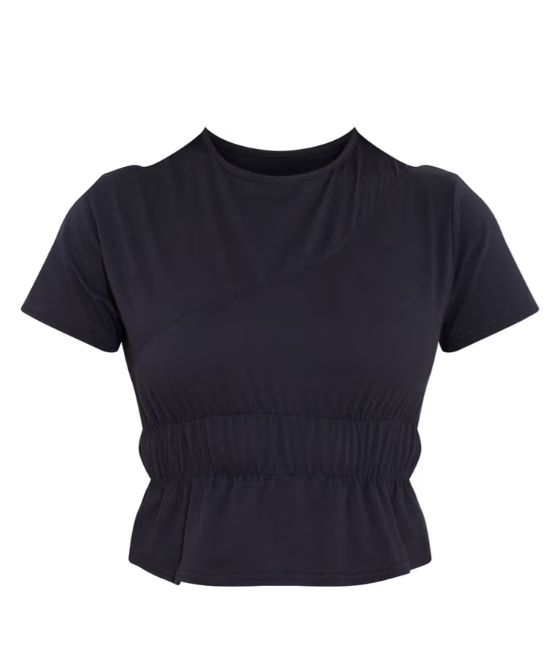 Plt - Black Cotton Ruched Detail Top