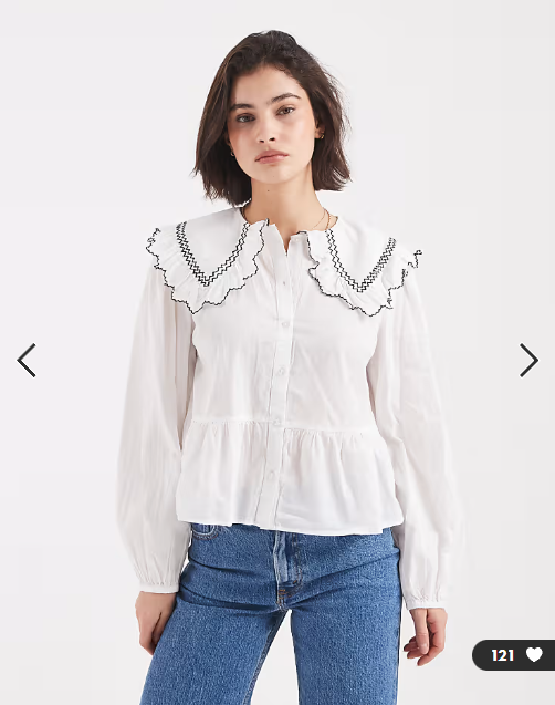New Look contrast stitch collared shirt in white