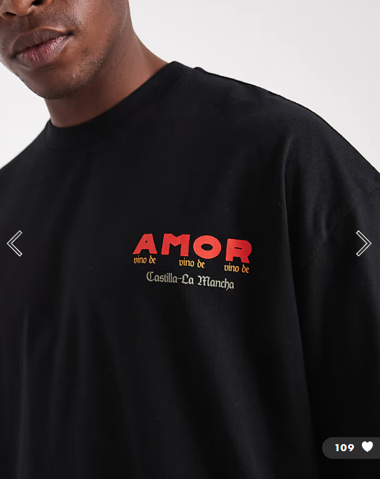 ASOS DESIGN oversized t-shirt with cartoon graphic in black.