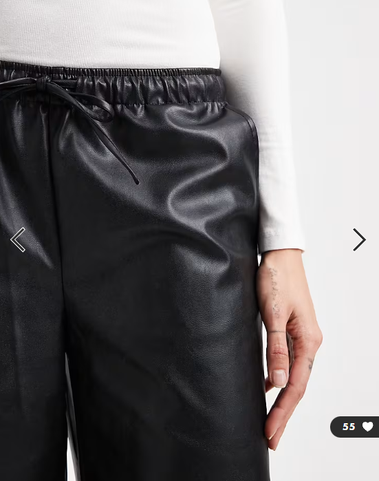 Vero Moda Tall tie waist wide leg faux leather trouser in black
