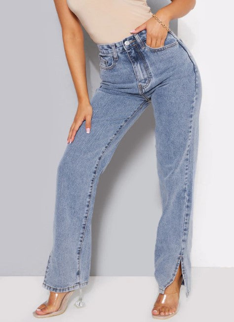 Petite Vintage Wash Split Hem Jeans