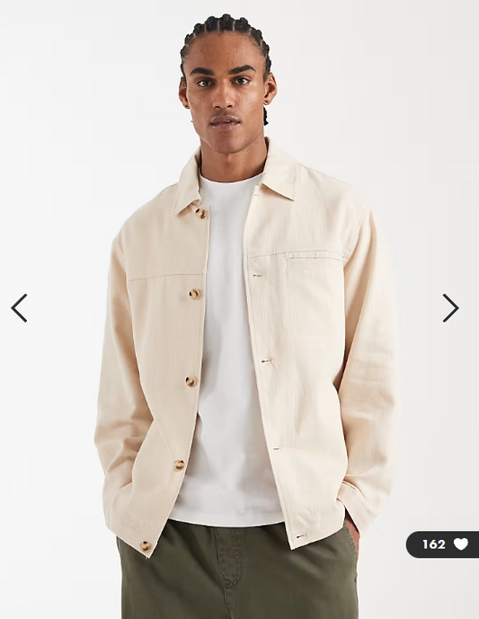 ASOS DESIGN relaxed linen blend shacket in stone