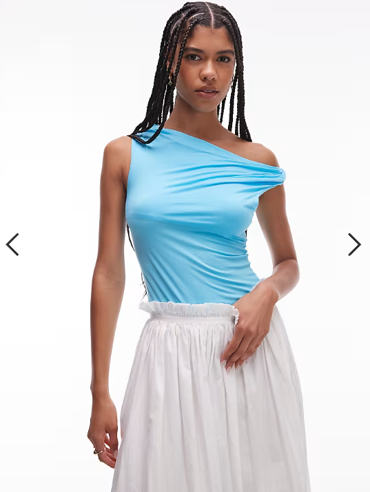 Topshop asymmetric twist detail top in blue