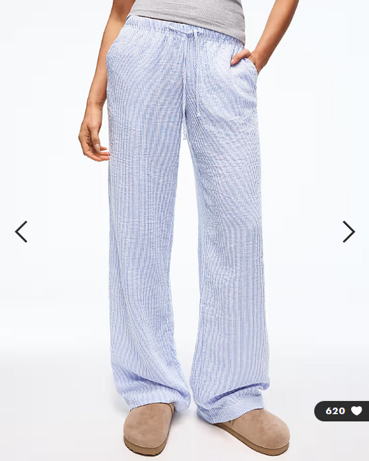 Bershka linen rich trousers with an elasticated waistband in blue - NAVY