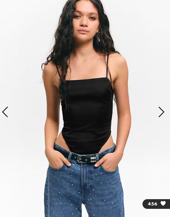 Monki tailored stretch strappy bodysuit in black
