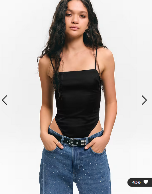 Monki tailored stretch strappy bodysuit in black