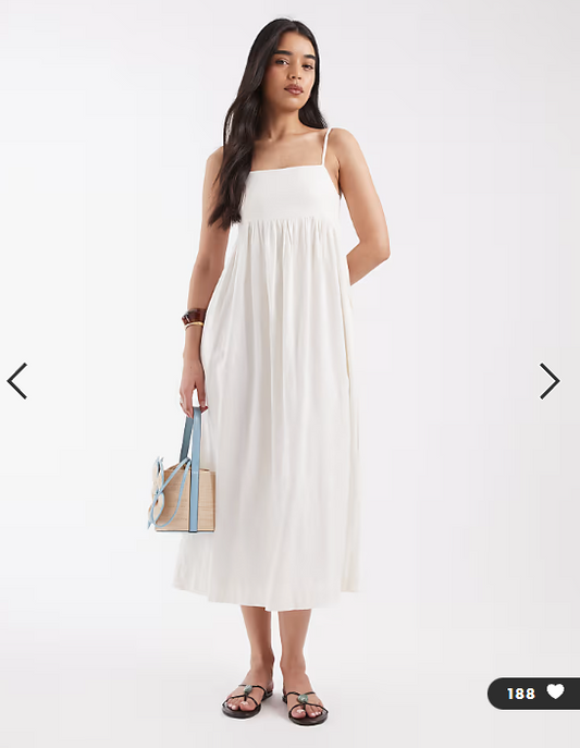 JJXX linen blend maxi dress in white