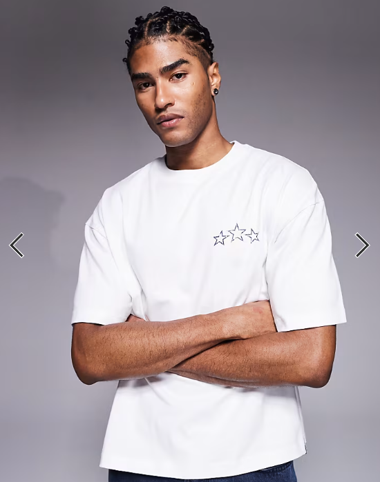 Faded Store stars back print graphic tee in white.