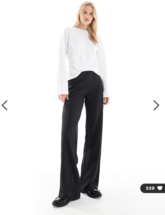 Vero Moda Tall wide leg trousers in charcoal pinstripe