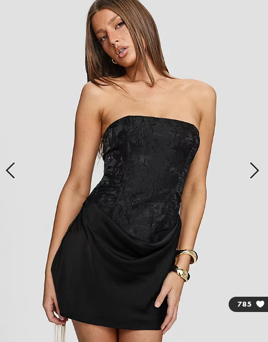 Princess Polly Jenevieve drape waist detail bandeau mini dress in black floral