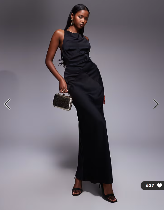 ASOS DESIGN satin chiffon mix panelled bias maxi dress with wrap back detail in black