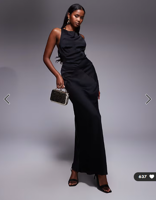 ASOS DESIGN satin chiffon mix panelled bias maxi dress with wrap back detail in black