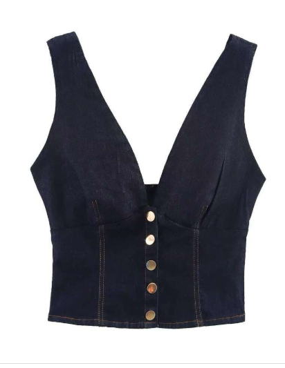 Boohoo x london crew - denim button top - rinse