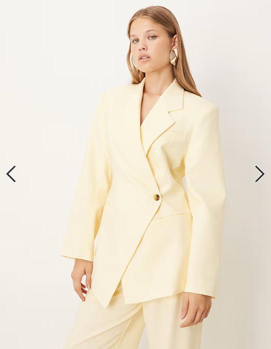 ASOS DESIGN tailored nipped waist blazer with cutaway hem in buttermilk