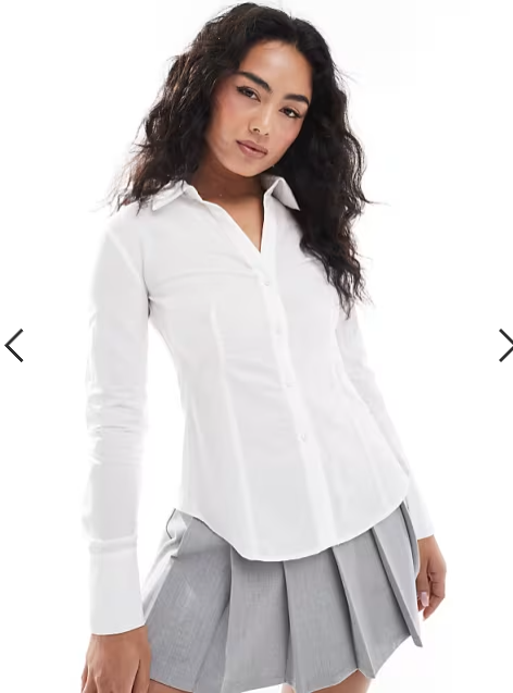 Miss Selfridge poplin fitted shirt in white