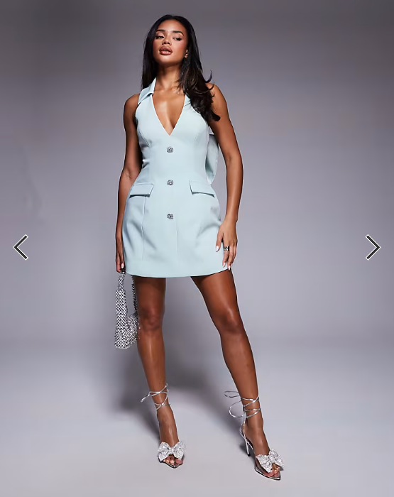 ASOS LUXE tailored structured mini dress with bow back detail in mint