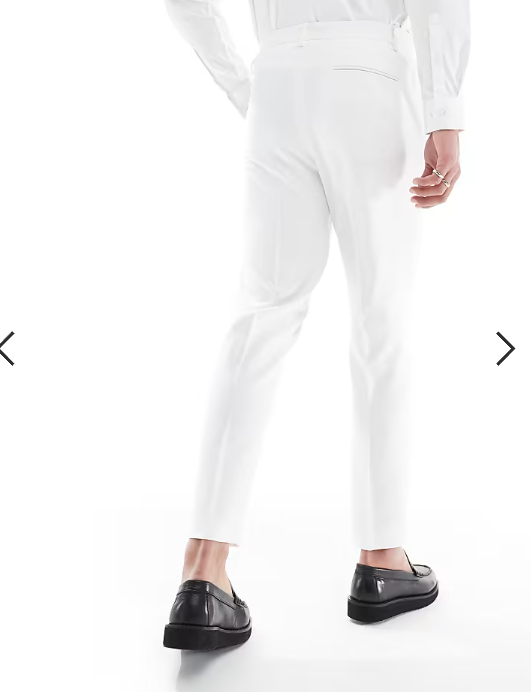 ASOS DESIGN tapered suit trousers in textured white fabric