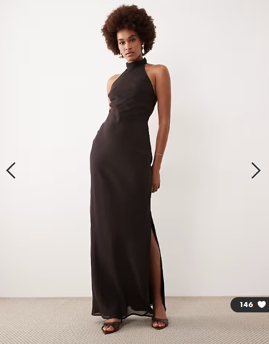 ASOS DESIGN Tall chiffon high neck midi dress in chocolate