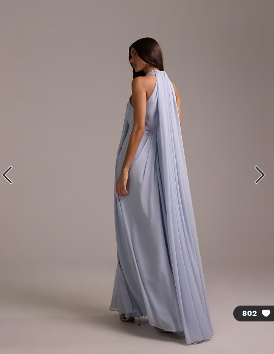 ASOS DESIGN Bridesmaids grecian draped halter maxi dress in blue