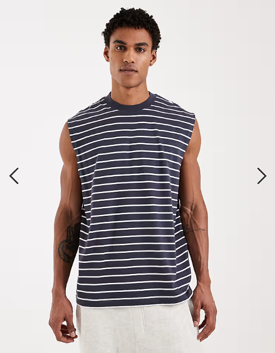 ASOS DESIGN oversized tank in navy and white stripe