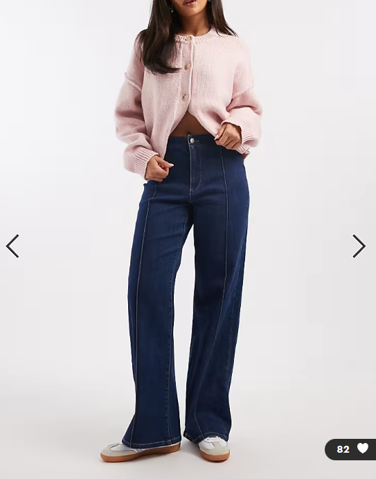 ONLY Becky high waist front seam jeans in dark blue denim