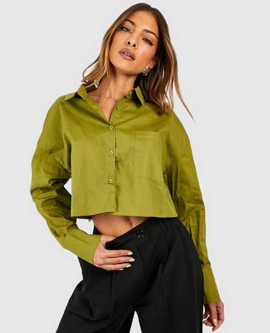 Boohoo - Solid Boxy Cropped Shirt Boohoo
