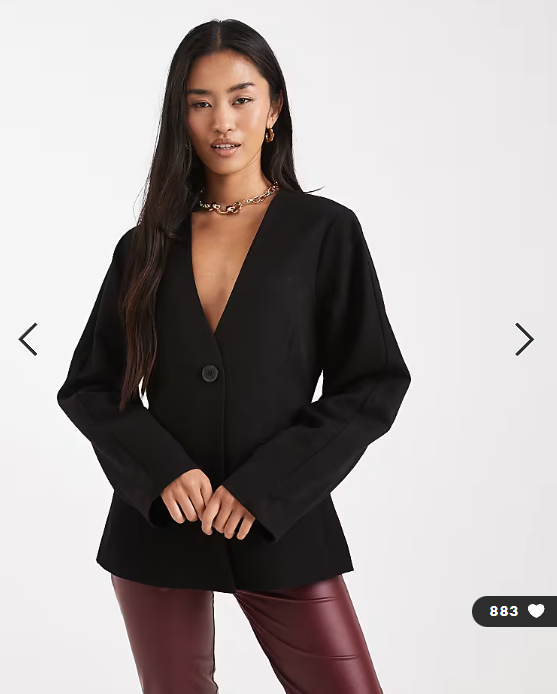 Pieces structured tailored blazer in black
