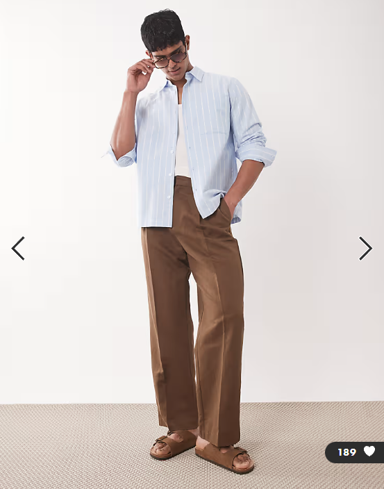 ASOS DESIGN smart pleated linen rich wide leg trousers in dark brown