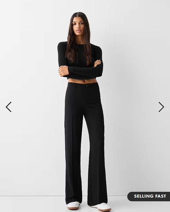 Bershka Wide-leg tailoring trousers in black