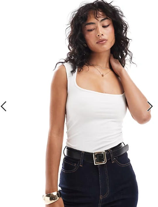 JJXX square neck top in white