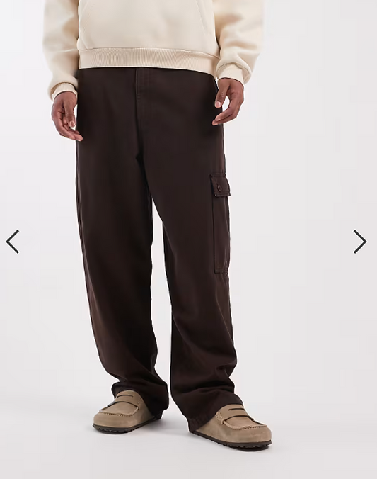 ASOS DESIGN loose straight fit cargo trousers in brown