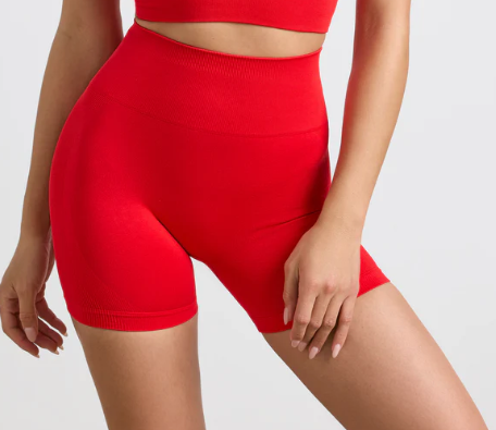 Define luxe High-Waist Define Luxe Mini Shorts in Red