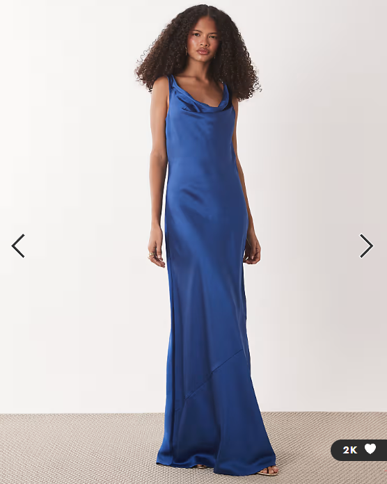 JDY cowl neck satin maxi dress in navy