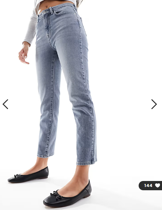 ONLY Emily high wasited straight leg jean with stretch in grey blue wash