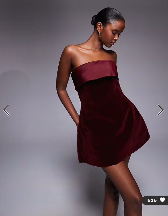 Murci exclusive satin trim velvet mini dress in burgundy