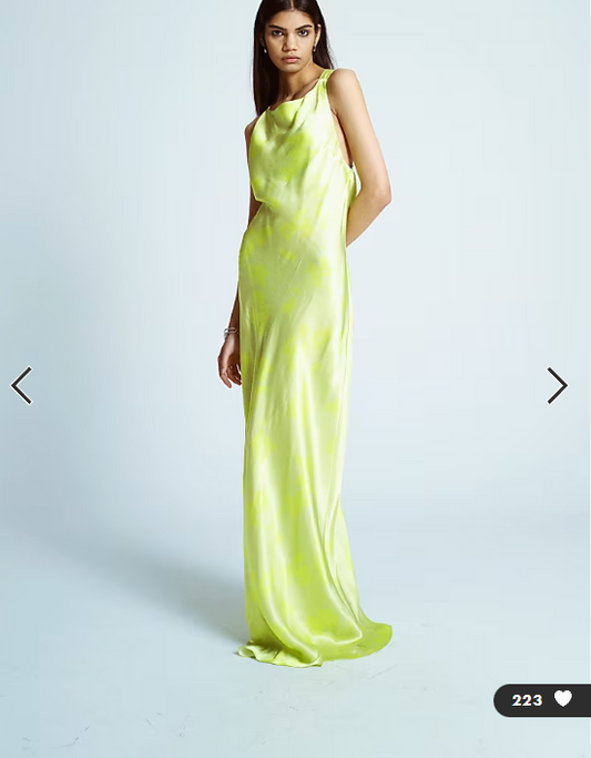Topshop racer neck with dropped cowl back in lime floral