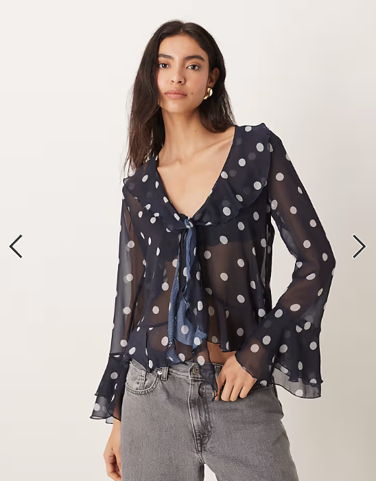ASOS DESIGN sheer ruffle detail blouse