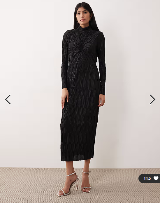 YAS high neck textured satin maxi dress in bright black