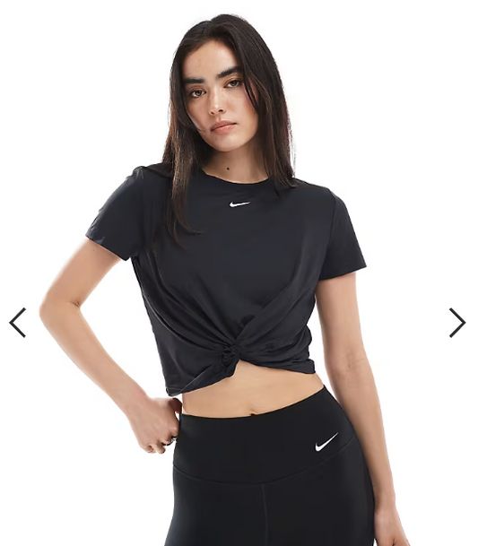 Asos - Nike One Training Dri-FIT twist front t-shirt in black