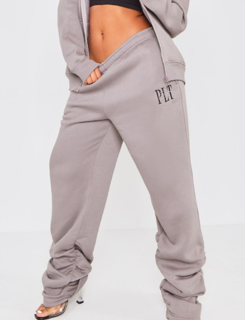Shape Charcoal Embroidered Ruched Leg Joggers
