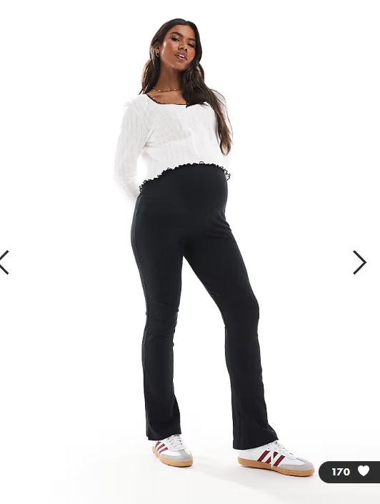 Vero Moda Maternity over the bump ribbed flared leggings in black