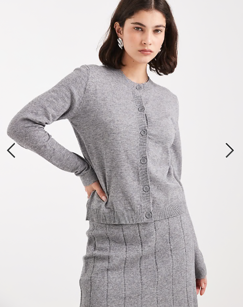 Object fine gauge cardigan co-ord in grey melange