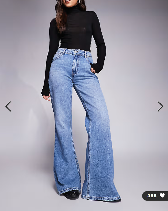 ASOS DESIGN relaxed flare jean in mid blue