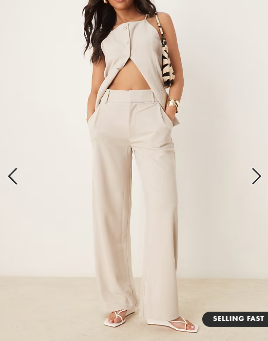 JDY wide leg tailored trousers in stone